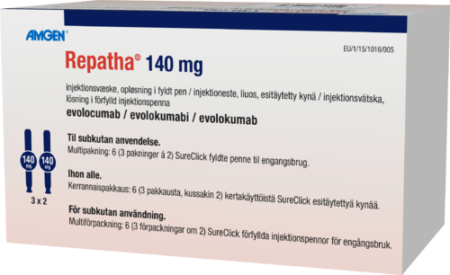 REPATHA 140 mg injektioneste, liuos, esitäytetty kynä 6 x 1 ml