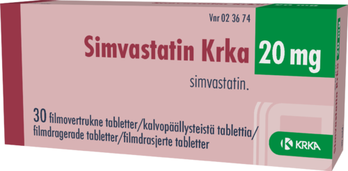 SIMVASTATIN KRKA 20 mg tabletti, kalvopäällysteinen 1 x 30 fol