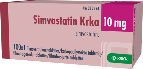 SIMVASTATIN KRKA 10 mg tabletti, kalvopäällysteinen 100 x 1 fol