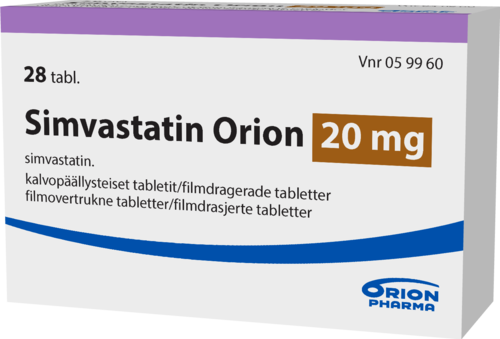 SIMVASTATIN ORION 20 mg tabletti, kalvopäällysteinen 1 x 28 fol