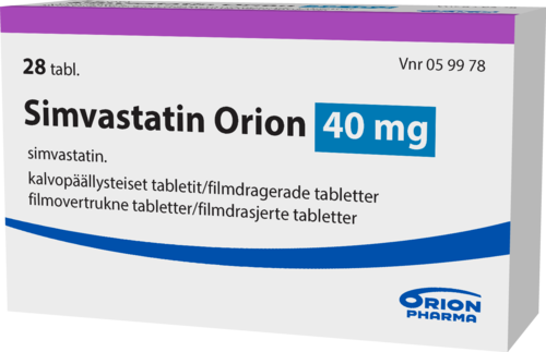SIMVASTATIN ORION 40 mg tabletti, kalvopäällysteinen 1 x 28 fol