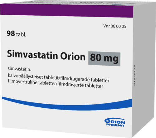 SIMVASTATIN ORION 80 mg tabletti, kalvopäällysteinen 1 x 98 fol