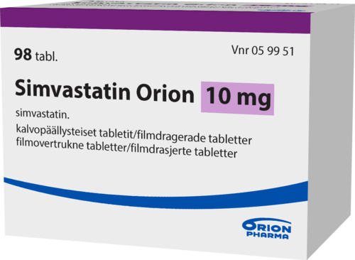 SIMVASTATIN ORION 10 mg tabletti, kalvopäällysteinen 1 x 98 fol