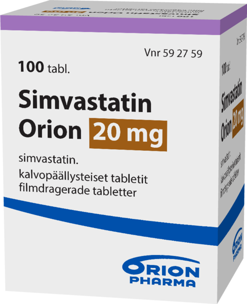 SIMVASTATIN ORION 20 mg tabletti, kalvopäällysteinen 1 x 100 kpl