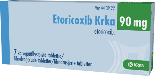 ETORICOXIB KRKA 90 mg tabletti, kalvopäällysteinen 1 x 7 fol