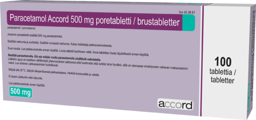 PARACETAMOL ACCORD 500 mg poretabletti 1 x 100 kpl