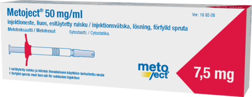 METOJECT 50 mg/ml injektioneste, liuos, esitäytetty ruisku (7,5 mg) 0,15 ml