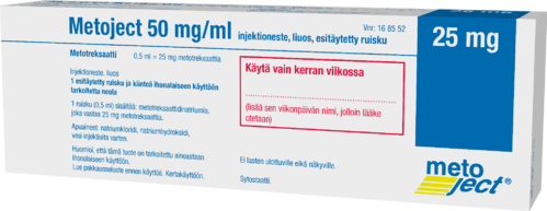 METOJECT 50 mg/ml injektioneste, liuos, esitäytetty ruisku (25 mg) 0,5 ml