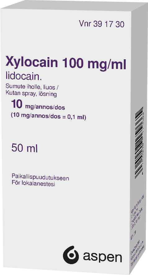 XYLOCAIN 100 mg/ml sumute iholle, liuos 1 x 50 ml