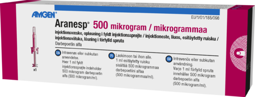 ARANESP 500 mikrog injektioneste, liuos, esitäytetty ruisku 1 x 1 ml