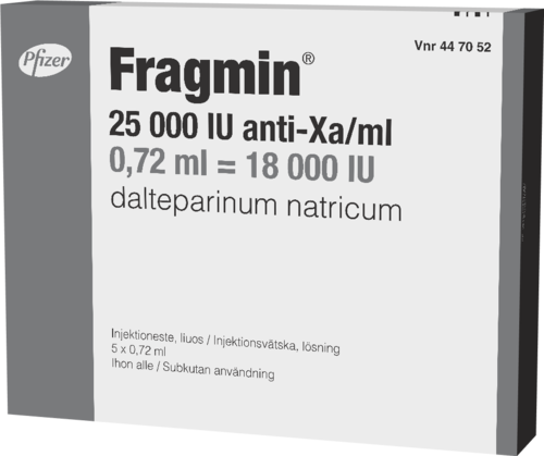 FRAGMIN 25000 IU/ml injektioneste, liuos (18000 IU) 5 x 0,72 ml