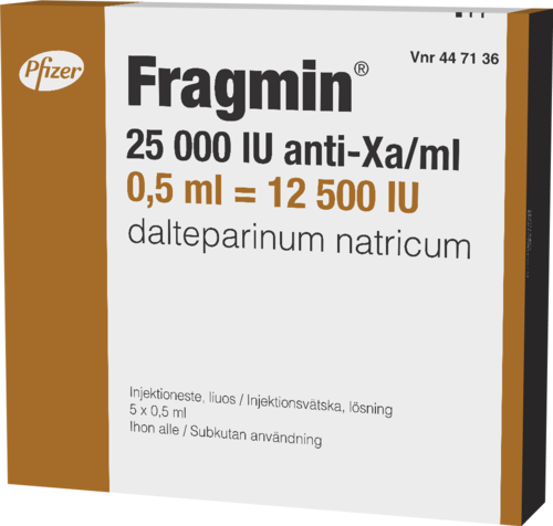 FRAGMIN 25000 IU/ml injektioneste, liuos (12500 IU) 5 x 0,5 ml