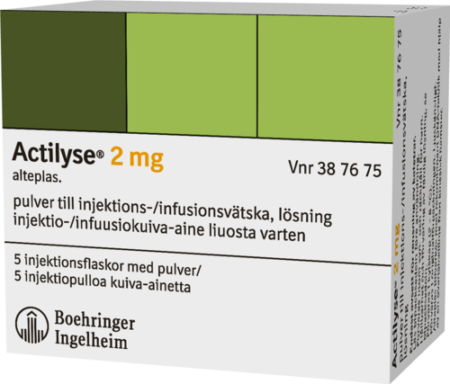 ACTILYSE 2 mg injektio/infuusiokuiva-aine, liuosta varten 5 x 2 mg