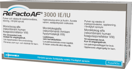 REFACTO AF 3000 IU injektiokuiva-aine ja liuotin, liuosta varten, esitäytetty ruisku 1 x 1 kpl