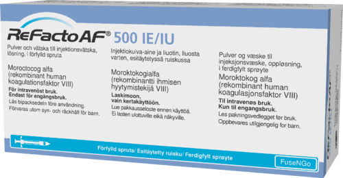 REFACTO AF 500 IU injektiokuiva-aine ja liuotin, liuosta varten, esitäytetty ruisku 1 x 1 kpl