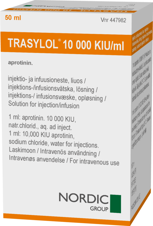 TRASYLOL 10000 KIU/ml injektio-/infuusioneste, liuos 1 x 50 ml