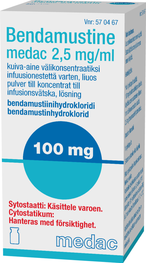 BENDAMUSTINE MEDAC 2,5 mg/ml kuiva-aine välikonsentraatiksi infuusionestettä varten, liuos 1 x 100 mg
