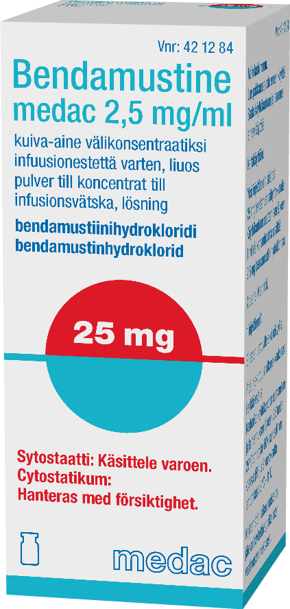 BENDAMUSTINE MEDAC 2,5 mg/ml kuiva-aine välikonsentraatiksi infuusionestettä varten, liuos 1 x 25 mg