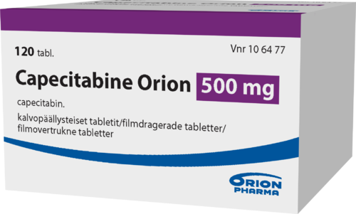 CAPECITABINE ORION 500 mg tabletti, kalvopäällysteinen 1 x 120 fol