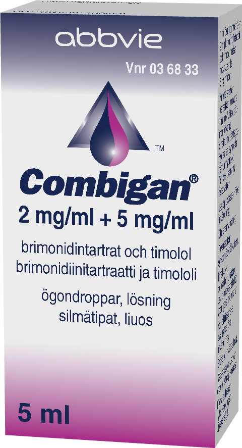 COMBIGAN 2 mg/ml+5 mg/ml silmätipat, liuos 1 x 5 ml