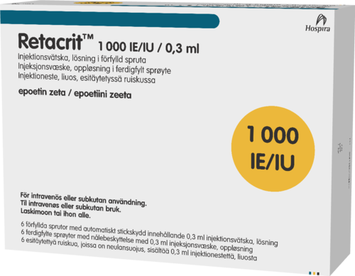 RETACRIT 1000 IU/0,3 ml injektioneste, liuos, esitäytetty ruisku 6 x 0.3 ml