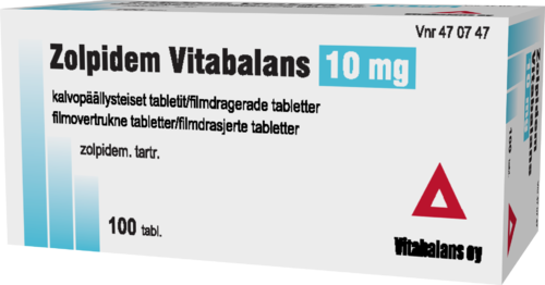 ZOLPIDEM VITABALANS 10 mg tabletti, kalvopäällysteinen 1 x 100 fol