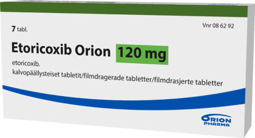 ETORICOXIB ORION 120 mg tabletti, kalvopäällysteinen 1 x 7 fol