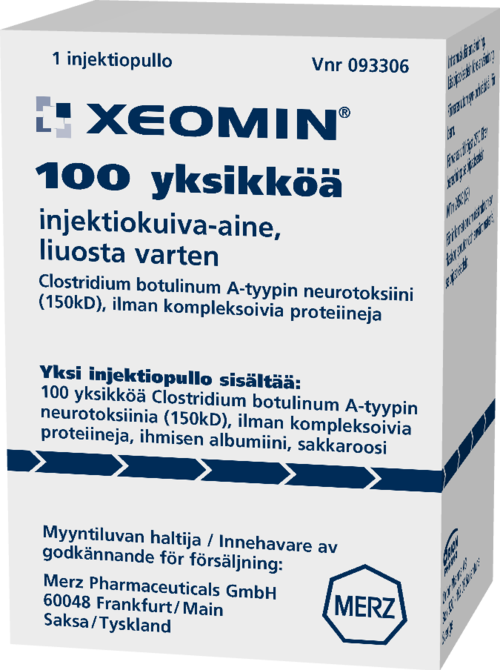 XEOMIN 100 U injektiokuiva-aine, liuosta varten 1 x 1 kpl