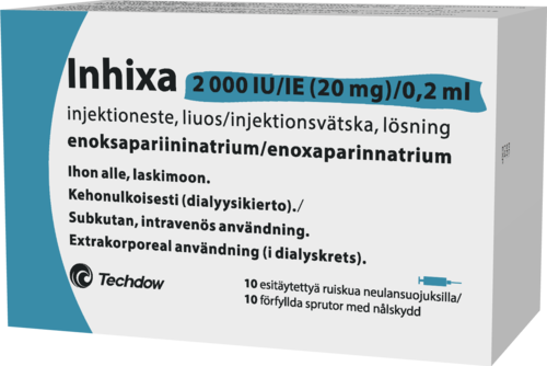 INHIXA 2000 IU (20 mg)/0,2 ml injektioneste, liuos, esitäytetty ruisku 10 x 0.2 ml