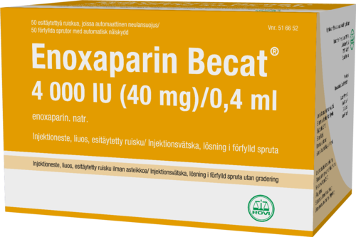 ENOXAPARIN BECAT 4000 IU (40 mg)/0,4 ml injektioneste, liuos, esitäytetty ruisku 50 x 0.4 ml