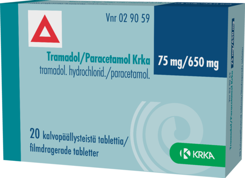TRAMADOL/PARACETAMOL KRKA 75/650 mg tabletti, kalvopäällysteinen 1 x 20 fol