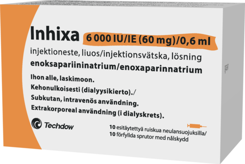 INHIXA 6000 IU (60 mg)/0,6 ml injektioneste, liuos, esitäytetty ruisku 10 x 0.6 ml