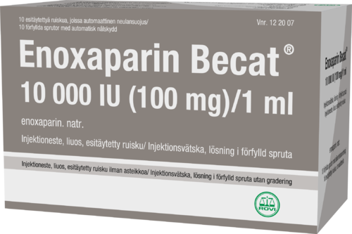 ENOXAPARIN BECAT 10000 IU (100 mg)/1 ml injektioneste, liuos, esitäytetty ruisku 10 x 1 ml