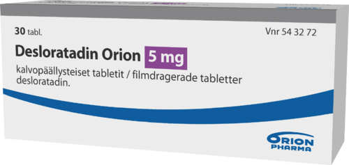 DESLORATADIN ORION 5 mg tabletti, kalvopäällysteinen 1 x 30 fol