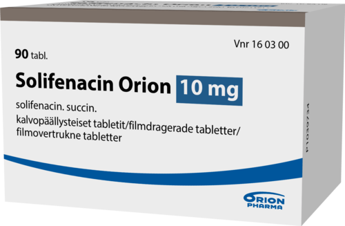 SOLIFENACIN ORION 10 mg tabletti, kalvopäällysteinen 1 x 90 fol