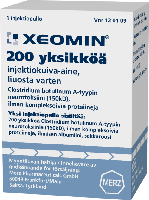 XEOMIN 200 U injektiokuiva-aine, liuosta varten 1 x 1 kpl