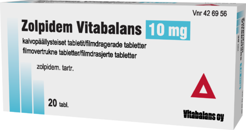 ZOLPIDEM VITABALANS 10 mg tabletti, kalvopäällysteinen 1 x 20 fol