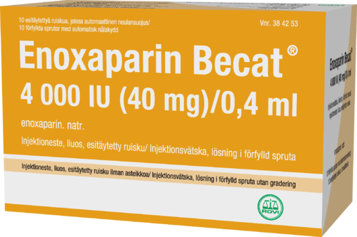 ENOXAPARIN BECAT 4000 IU (40 mg)/0,4 ml injektioneste, liuos, esitäytetty ruisku 10 x 0.4 ml