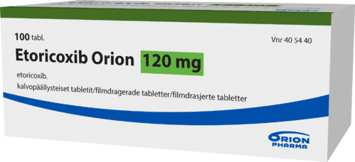 ETORICOXIB ORION 120 mg tabletti, kalvopäällysteinen 1 x 100 fol