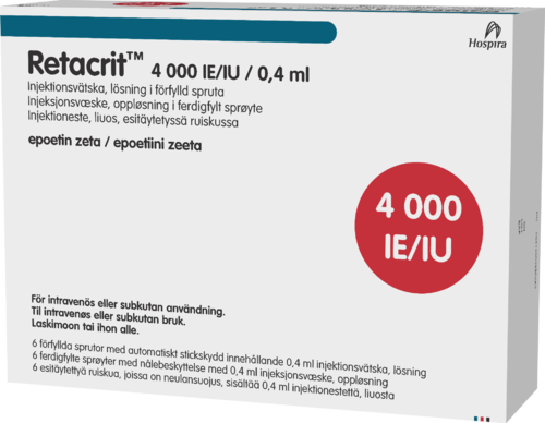 RETACRIT 4000 IU/0,4 ml injektioneste, liuos, esitäytetty ruisku 6 x 0.4 ml