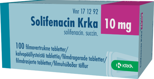 SOLIFENACIN KRKA 10 mg tabletti, kalvopäällysteinen 1 x 100 fol