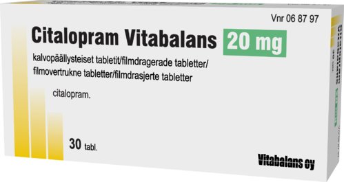CITALOPRAM VITABALANS 20 mg tabletti, kalvopäällysteinen 1 x 30 fol