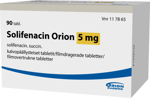 SOLIFENACIN ORION 5 mg tabletti, kalvopäällysteinen 1 x 90 fol