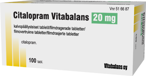 CITALOPRAM VITABALANS 20 mg tabletti, kalvopäällysteinen 1 x 100 fol