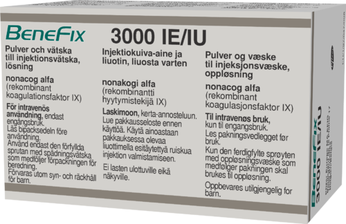 BENEFIX 3000 IU injektiokuiva-aine ja liuotin, liuosta varten 1 x 3000 IU