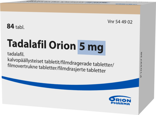 TADALAFIL ORION 5 mg tabletti, kalvopäällysteinen 1 x 84 fol
