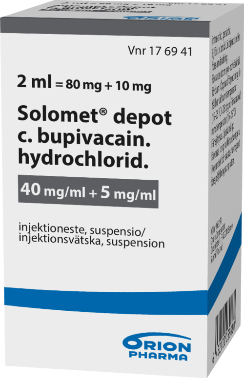 SOLOMET DEPOT C. BUPIVACAIN. HYDROCHLORID. 40/5 mg/ml injektioneste, suspensio 1 x 2 ml