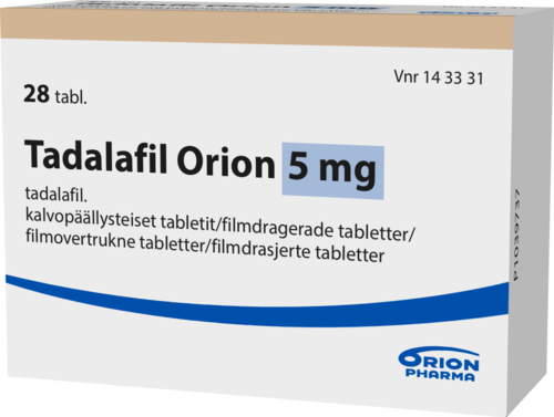 TADALAFIL ORION 5 mg tabletti, kalvopäällysteinen 1 x 28 fol