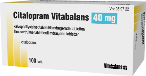 CITALOPRAM VITABALANS 40 mg tabletti, kalvopäällysteinen 1 x 100 fol