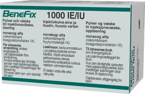 BENEFIX 1000 IU injektiokuiva-aine ja liuotin, liuosta varten 1 x 1000 IU
